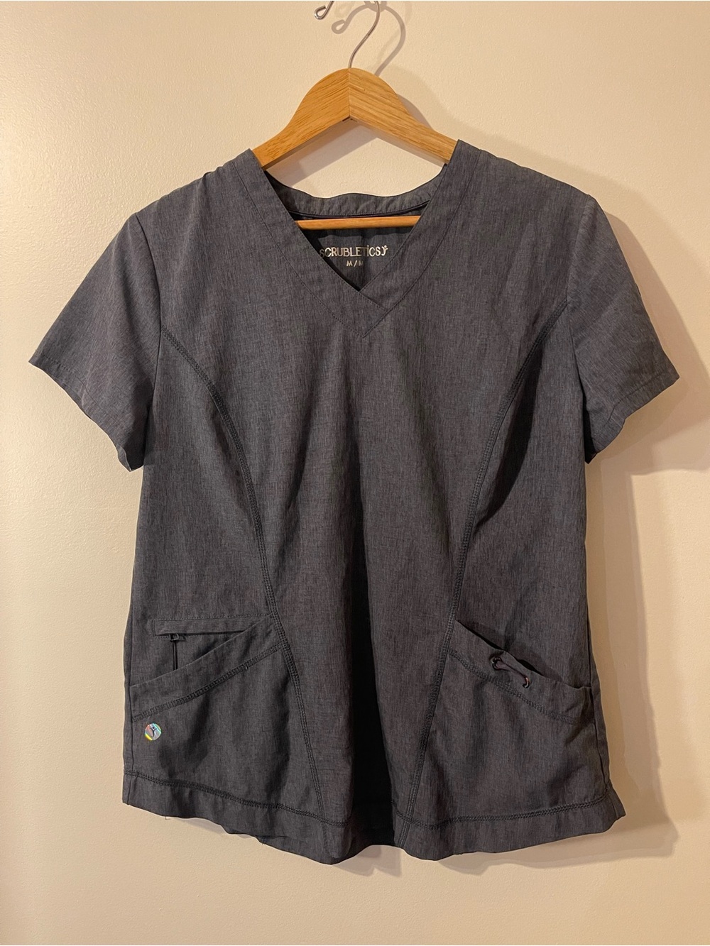 Scrubletics Grey Stretch V-Neck Medical Scrub Top M